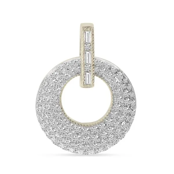 14K White Gold Round and Baguette Pave Diamond Circle Pendant Jimmy Smith Jewelers Decatur, AL