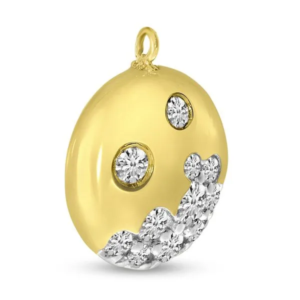 14K Yellow Gold Scattered Diamond Round Disc Necklace Image 2 Ambassador Diamond Jewelers Tucson, AZ