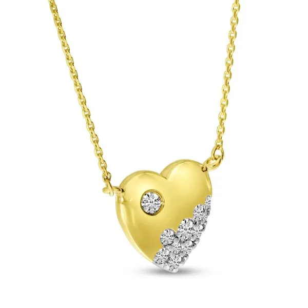 14K Yellow Gold Scattered Diamond Heart Necklace Image 3 Ambassador Diamond Jewelers Tucson, AZ