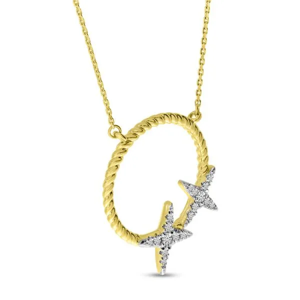 14K Yellow Gold Diamond Burst Circle Necklace Image 3 J. Meredith Jewelers Delafield, WI
