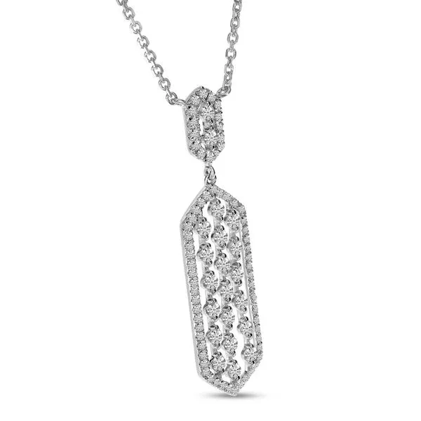 14K White Gold Scattered Diamond Hexagon Shape Necklace Image 2 Davidson Jewelers East Moline, IL