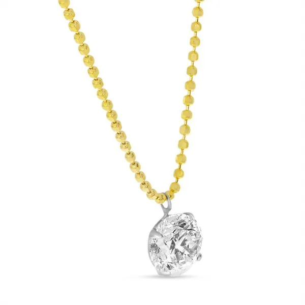 14K Yellow Gold Single Floating Diamond Bead Chain Necklace Image 3 Davidson Jewelers East Moline, IL