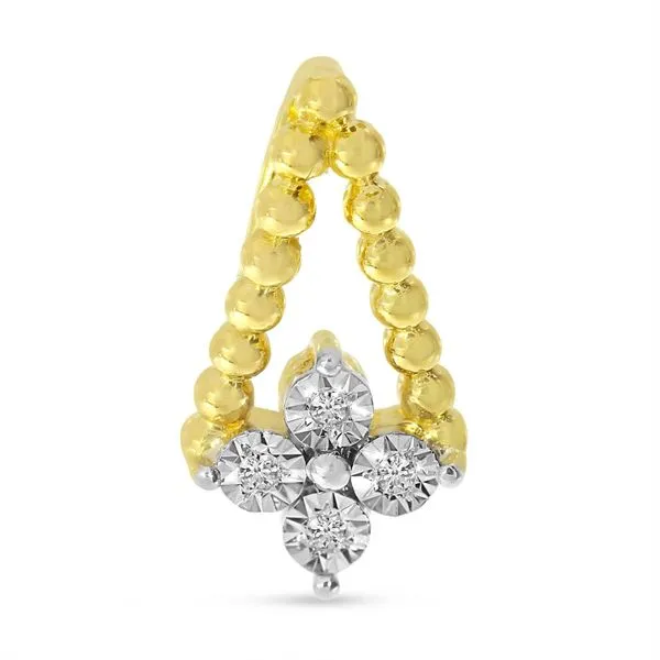 14K Yellow Gold Diamond Cluster Beaded Triangle Pendant Woelk's House of Diamonds Russell, KS