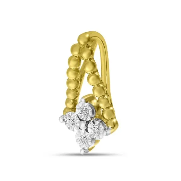 14K Yellow Gold Diamond Cluster Beaded Triangle Pendant Image 3 Ambassador Diamond Jewelers Tucson, AZ