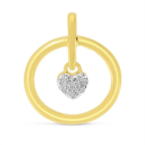14K Yellow Gold Diamond Heart Circle Pendant J. Meredith Jewelers Delafield, WI