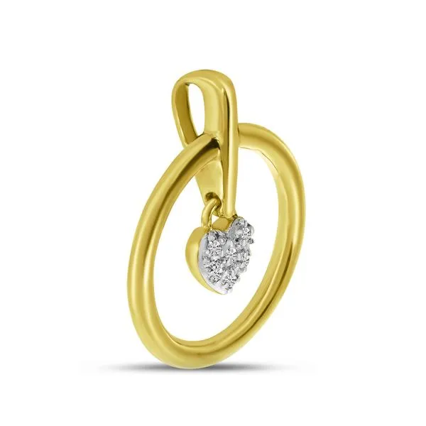 14K Yellow Gold Diamond Heart Circle Pendant Image 3 Ambassador Diamond Jewelers Tucson, AZ