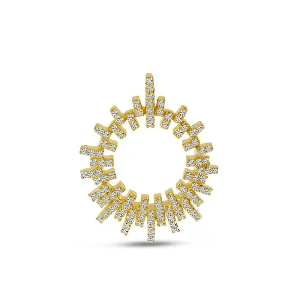 14K Yellow Gold Diamond Geometric Circle Pendant Image 2 Ambassador Diamond Jewelers Tucson, AZ