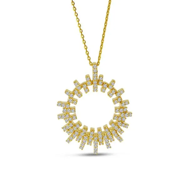 14K Yellow Gold Diamond Geometric Circle Pendant Image 3 The Jewelry Source El Segundo, CA