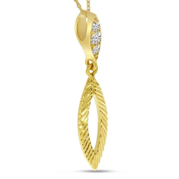 14K Yellow Gold Diamond Textured Marquise Pendant Image 3 Rick's Jewelers California, MD