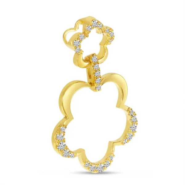 14K Yellow Gold Diamond Floral Fashion Pendant Image 2 Ambassador Diamond Jewelers Tucson, AZ