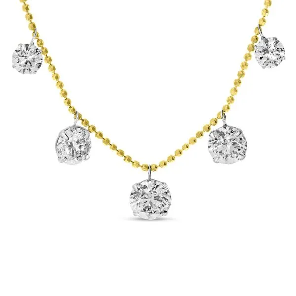 14K Yellow Gold Graduated Floating Diamond Paperclip Chain Necklace Ambassador Diamond Jewelers Tucson, AZ