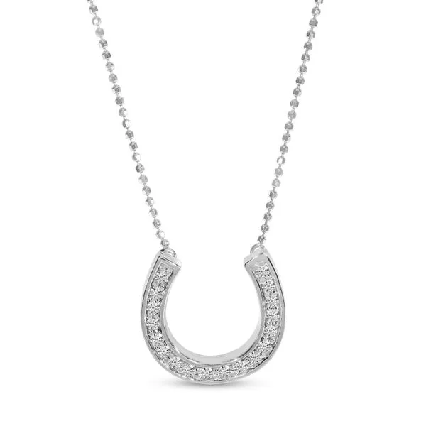 14K White Gold Diamond Horseshoe Necklace Ambassador Diamond Jewelers Tucson, AZ