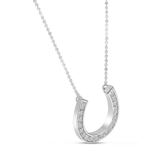 14K White Gold Diamond Horseshoe Necklace Image 2 J. Meredith Jewelers Delafield, WI