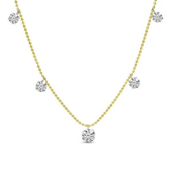 14K Yellow Gold Graduated Floating Diamond Paperclip Chain Necklace Ambassador Diamond Jewelers Tucson, AZ