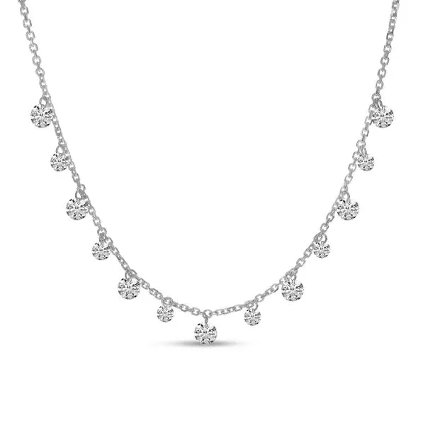 14K White Gold Diamond By the Yard 1.00 Ct Dashing Diamond Cable Chain 18 inch Necklace J. Meredith Jewelers Delafield, WI