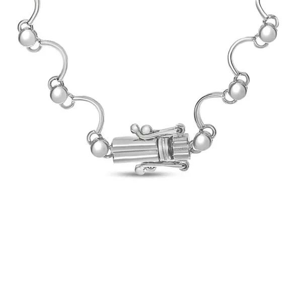 14K White Gold Diamond Scalloped Necklace Image 3 J. Meredith Jewelers Delafield, WI