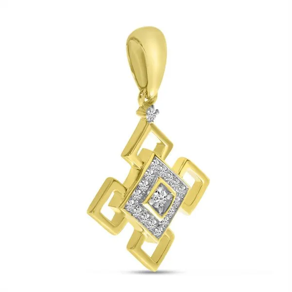 14K Yellow Gold Diamond Square Pendant Ambassador Diamond Jewelers Tucson, AZ