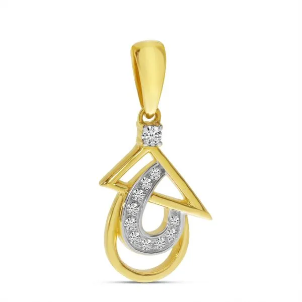 14K Yellow Gold Diamond Triangle and Pear Geometric Pendant Clater Jewelers Louisville, KY