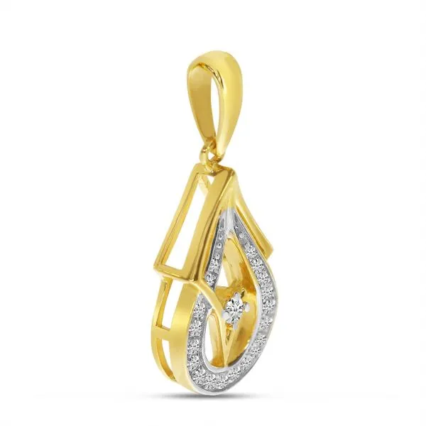 14K Yellow Gold Diamond Geometric Pear Pendant Image 2 Ambassador Diamond Jewelers Tucson, AZ