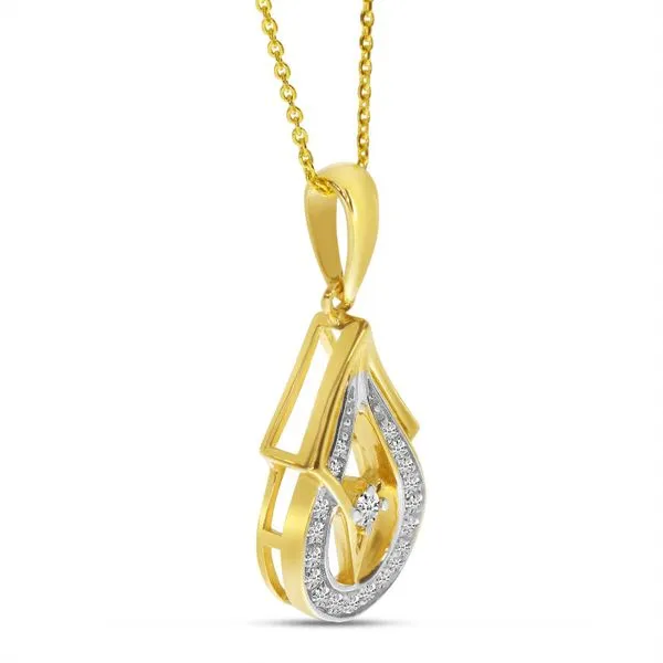 14K Yellow Gold Diamond Geometric Pear Pendant Image 3 Ambassador Diamond Jewelers Tucson, AZ