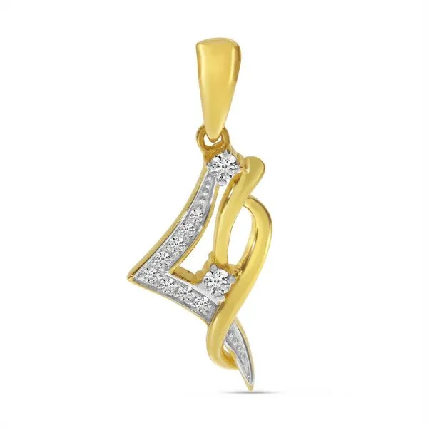 14K Yellow Gold Diamond Swirl Geometric Pendant Woelk's House of Diamonds Russell, KS