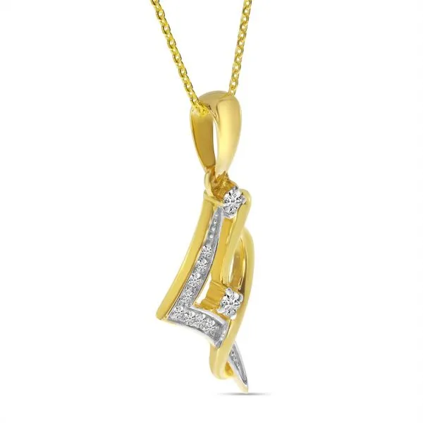 14K Yellow Gold Diamond Swirl Geometric Pendant Image 3 Woelk's House of Diamonds Russell, KS