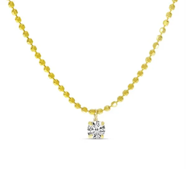 14K Yellow Gold Single Floating Diamond 18 inch Bead Chain Necklace Jimmy Smith Jewelers Decatur, AL