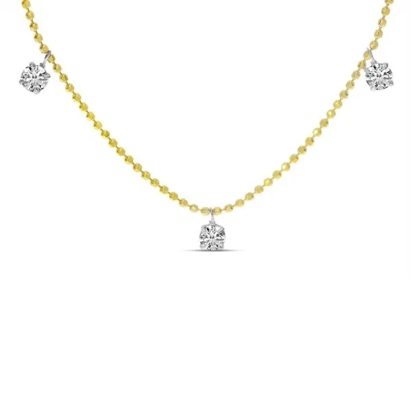 14K Yellow Gold 3 Floating Diamond 18 inch Necklace Davidson Jewelers East Moline, IL
