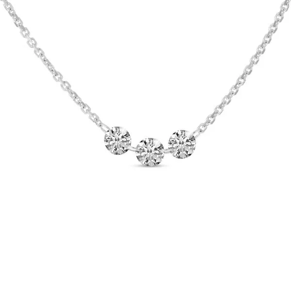 14K White Gold Dashing Diamond 3-Diamond Necklace Ambassador Diamond Jewelers Tucson, AZ