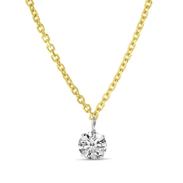 14K Yellow Gold Single .25 ct Floating Diamond 16 in Cable Chain Necklace Rox Atlanta Jewelers Decatur, GA