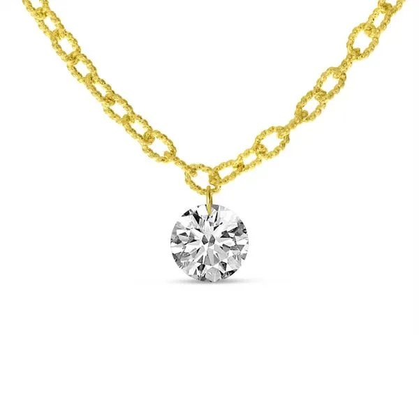 14K Yellow Gold Single Pierced .50 ct  Dashing Diamond Large Rolo Chain Necklace Clater Jewelers Louisville, KY
