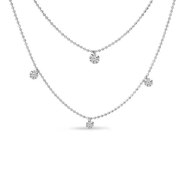 14K White Gold Doub;e Chain Convertible Dashing Diamonds Necklace J. Meredith Jewelers Delafield, WI
