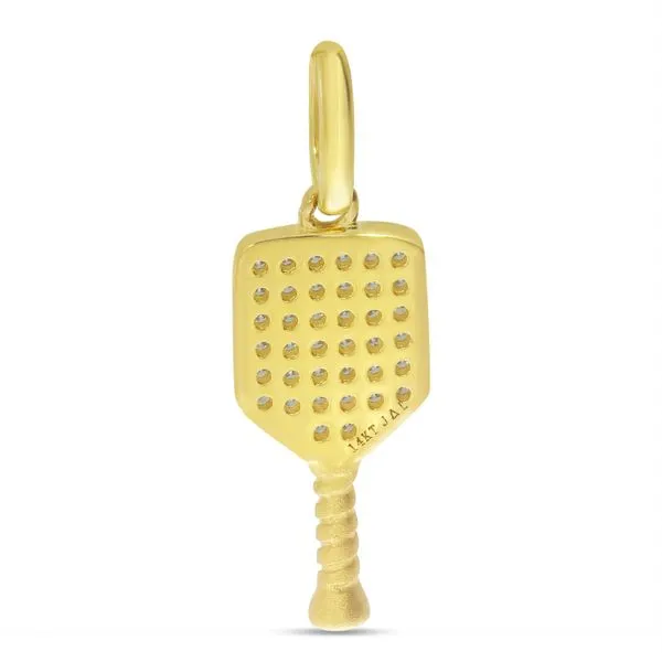 14K Yellow Gold Pave Diamond Pickleball Racket Pendant Image 3 Ambassador Diamond Jewelers Tucson, AZ