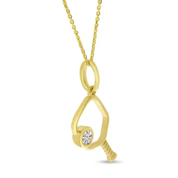 14K Yellow Gold Open Diamond Pickleball Pendant Image 3 Ambassador Diamond Jewelers Tucson, AZ