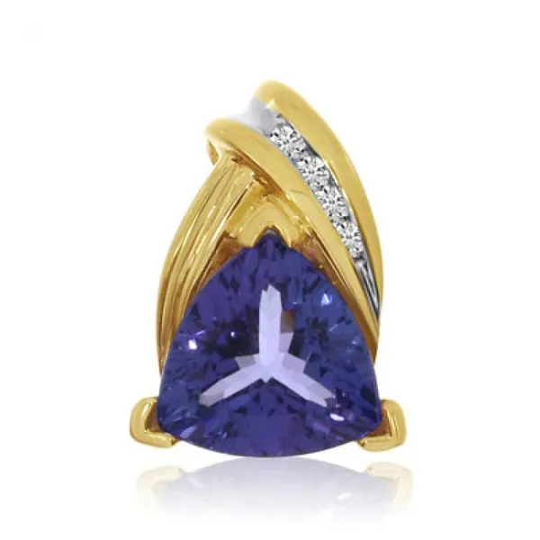 14K Yellow Gold 8mm Trillion Tanzanite and Diamond Slide Pendant Ambassador Diamond Jewelers Tucson, AZ