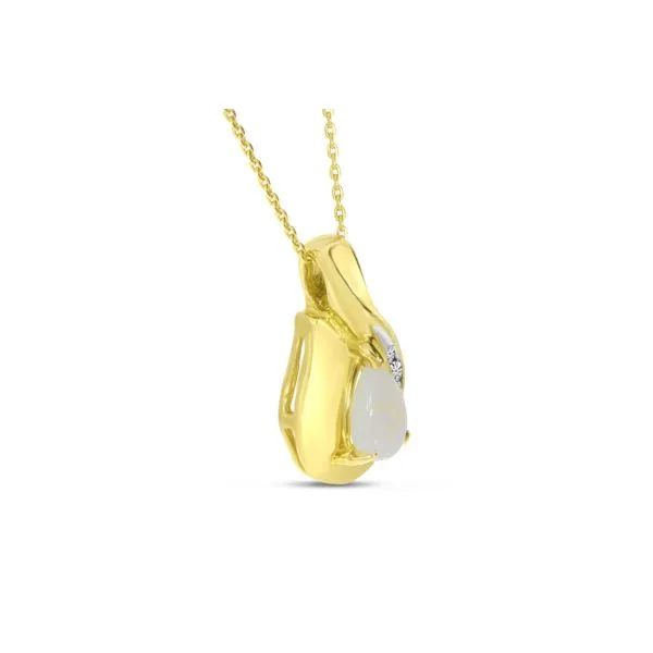 14K Yellow Gold Pear Opal Pendant with Diamond Image 4 Ambassador Diamond Jewelers Tucson, AZ