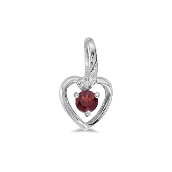 10k White Gold Round Garnet And Diamond Heart Pendant Ambassador Diamond Jewelers Tucson, AZ
