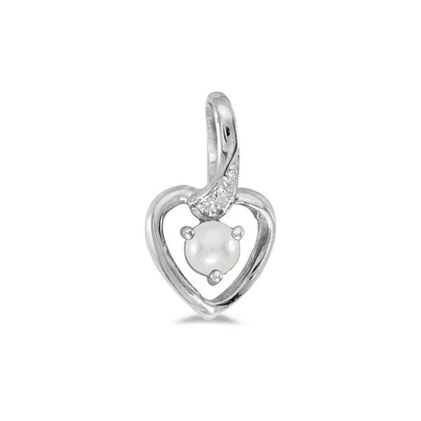 10k White Gold Pearl And Diamond Heart Pendant Ambassador Diamond Jewelers Tucson, AZ