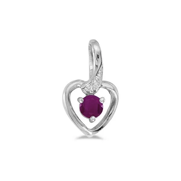 10k White Gold Round Ruby And Diamond Heart Pendant Davidson Jewelers East Moline, IL