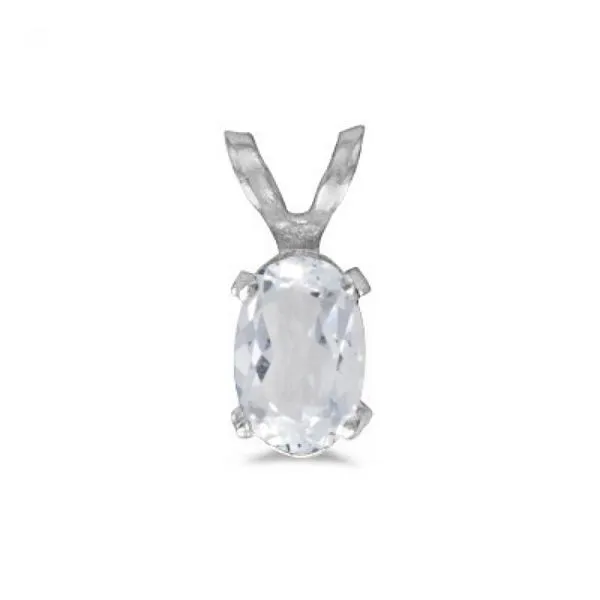 14K White Gold Oval White Topaz Pendant Ambassador Diamond Jewelers Tucson, AZ
