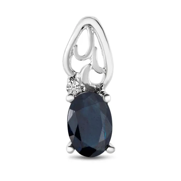 14K White Gold Oval Sapphire and Diamond Pendant Ambassador Diamond Jewelers Tucson, AZ