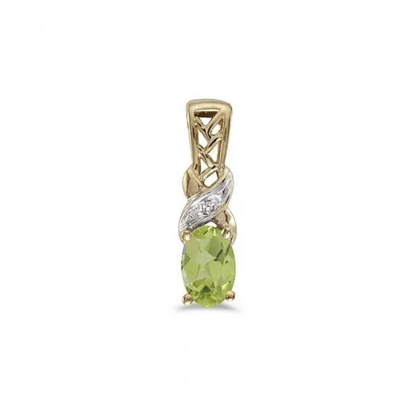 14K Yellow Gold Oval Peridot and Diamond X