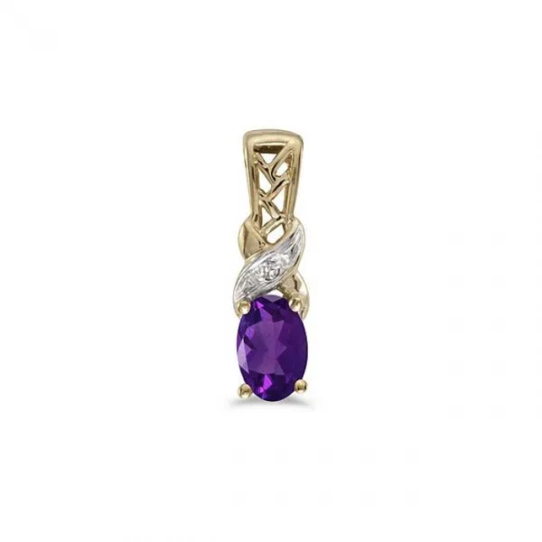 10K Yellow Gold Oval Amethyst and Diamond X