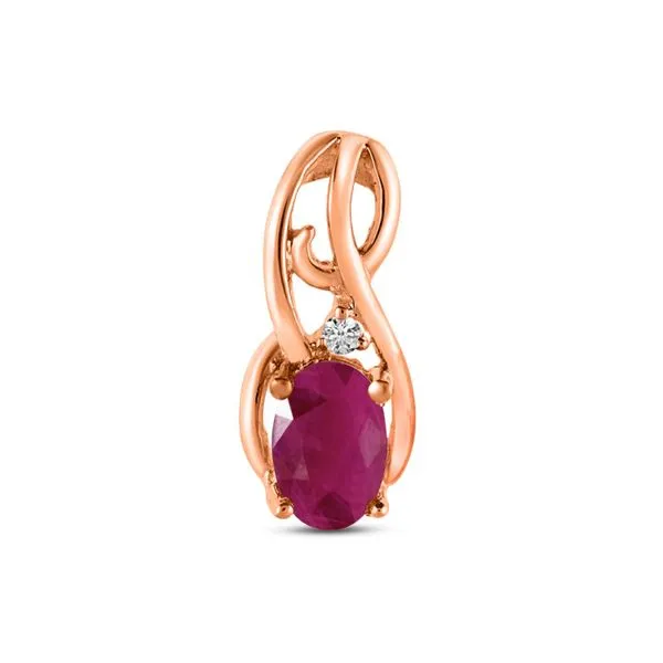 14K Yellow Gold Oval Ruby and Diamond Curve Birthstone Pendant Moseley Diamond Showcase Inc Lexington, SC