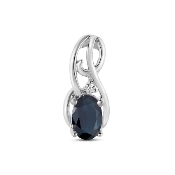 14K White Gold Oval Sapphire and Diamond Curve Birthstone Pendant Clater Jewelers Louisville, KY