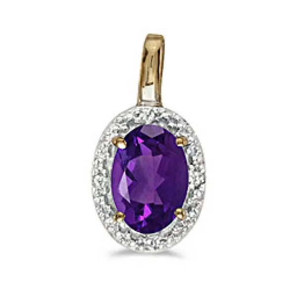 10K Yellow Gold Oval Amethyst and Diamond Birthstone Pendant Ambassador Diamond Jewelers Tucson, AZ