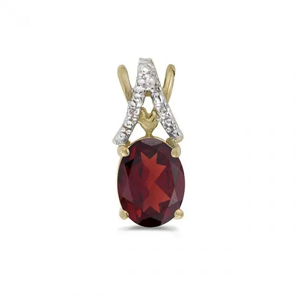 10K Yellow Gold Oval Garnet and Diamond Birthstone Pendant The Jewelry Source El Segundo, CA
