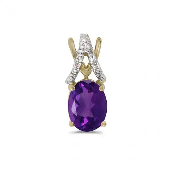 10K Yellow Gold Oval Amethyst and Diamond Birthstone Pendant Ambassador Diamond Jewelers Tucson, AZ