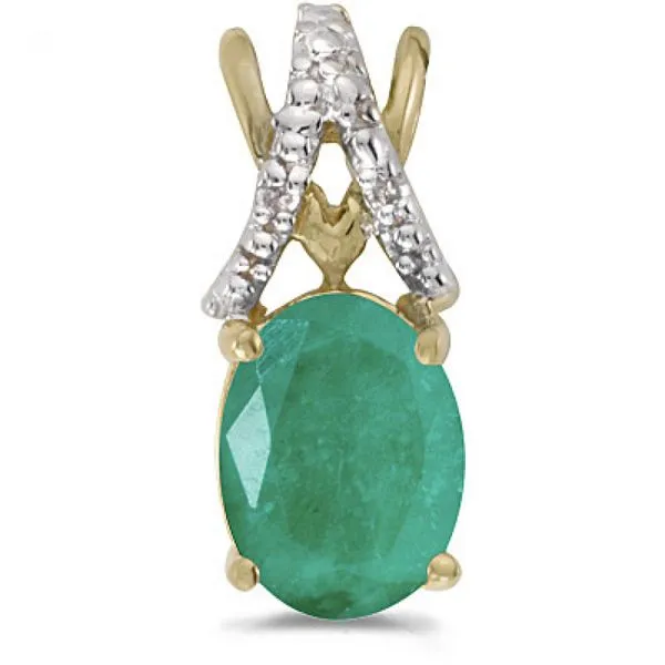 14k Yellow Gold Oval Emerald And Diamond Pendant Ambassador Diamond Jewelers Tucson, AZ