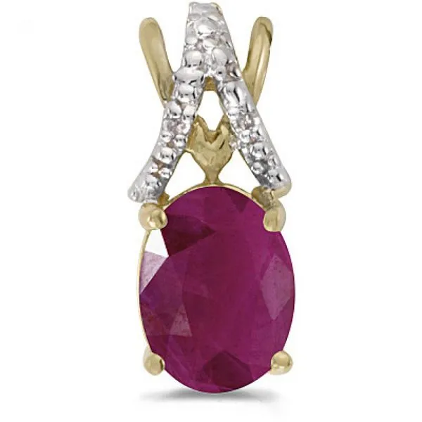 14k Yellow Gold Oval Ruby And Diamond Pendant Ambassador Diamond Jewelers Tucson, AZ